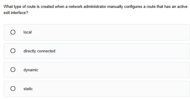 What type of route is created when a network