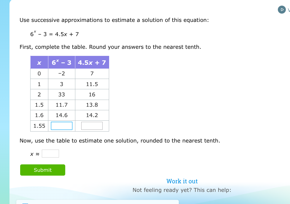 Use successive approximations to estimate a
