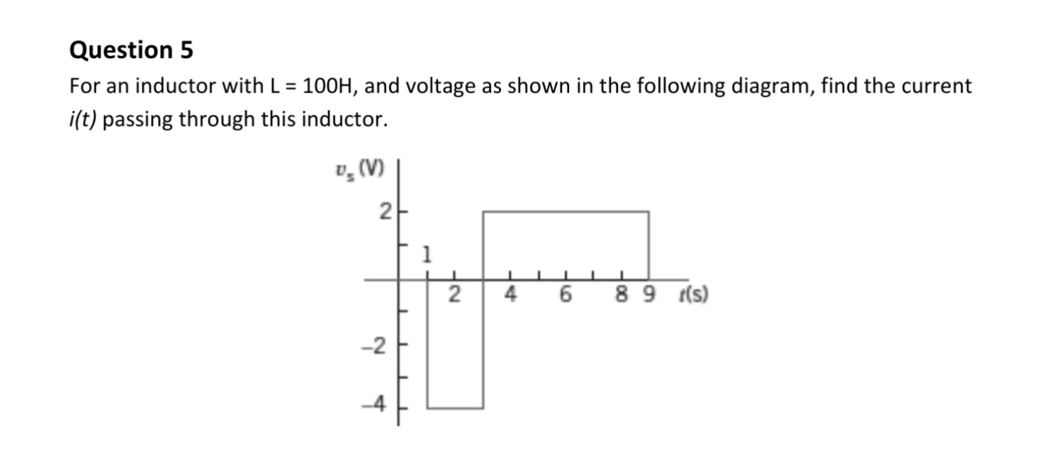 Simple Inductor Questions Question 5 For an inductor with L = 100H, | StudyX