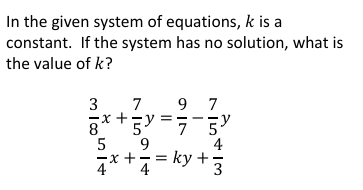 In the given system of equations, $k$ is a