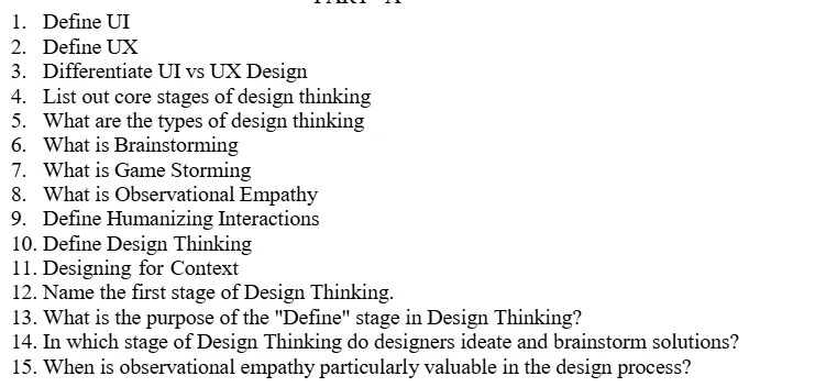 1. Define UI 2. Define UX 3. Differentiate | StudyX