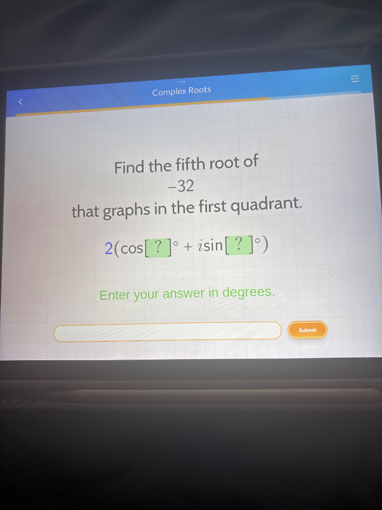 Find the fifth root of -32 that graphs in | StudyX