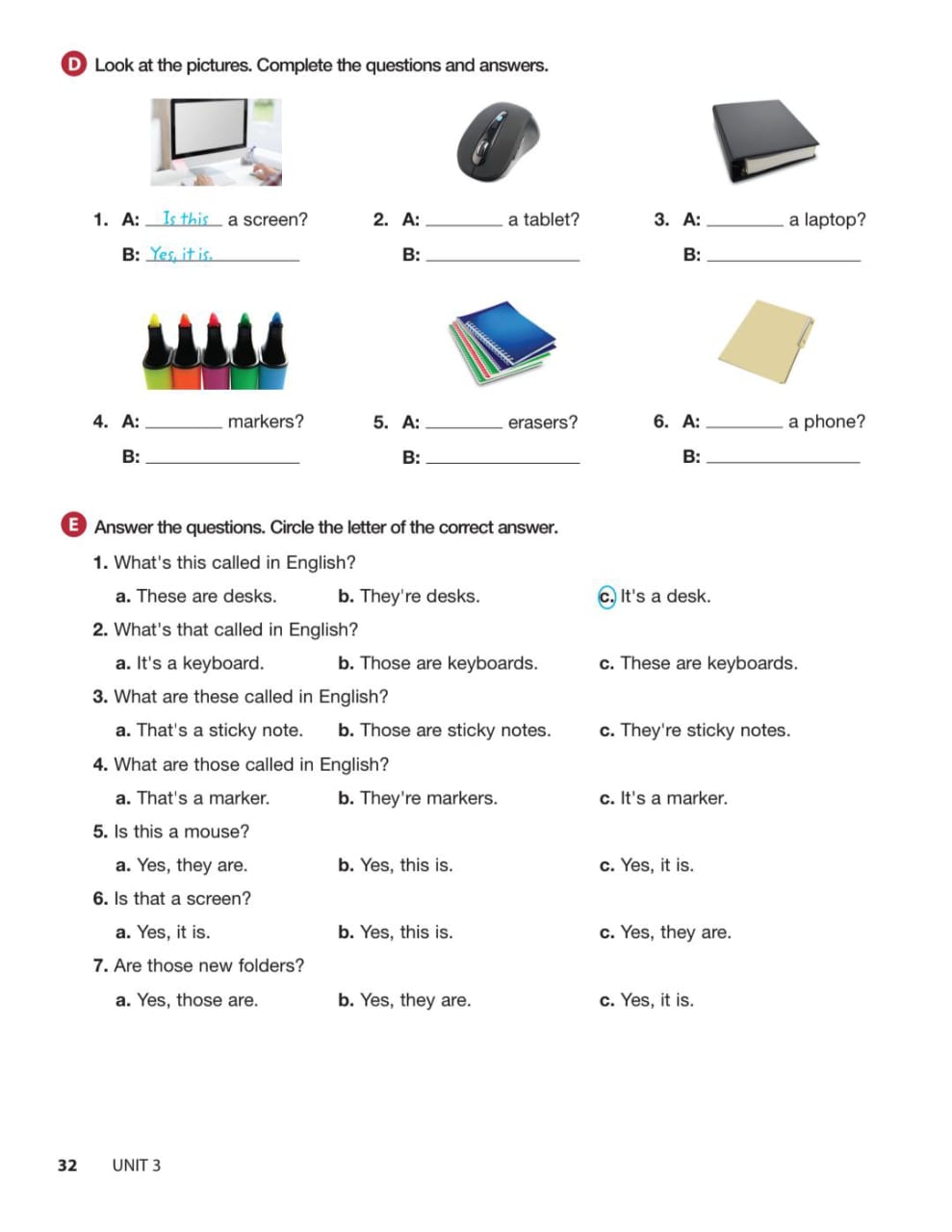 Complete These Questions D Look at the pictures. Complete the | StudyX