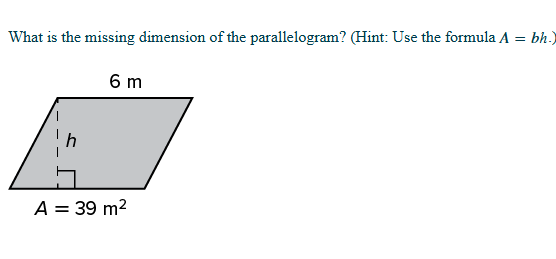 Missing Dimension Example What is the missing dimension of the | StudyX