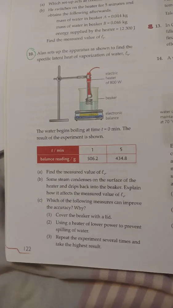 Alan sets up the apparatus as shown to find | StudyX