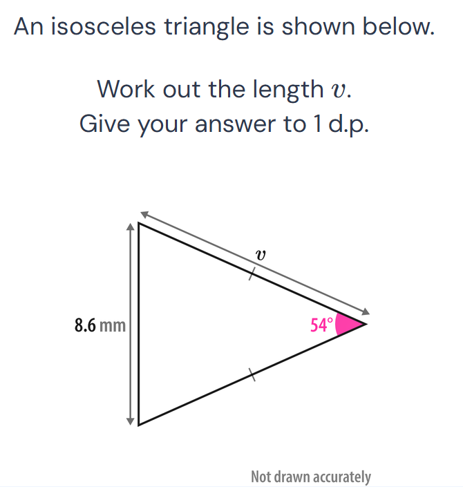 Isoceles Triangle Distance Calculation An isosceles triangle is shown below. Work | StudyX