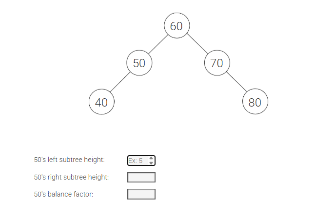 50's left subtree height: 50's right subtree | StudyX