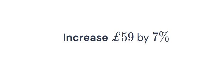 Calculate 7% increase of £59