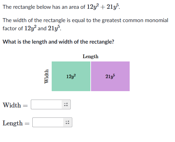 The rectangle below has an area of $12y^2 + | StudyX