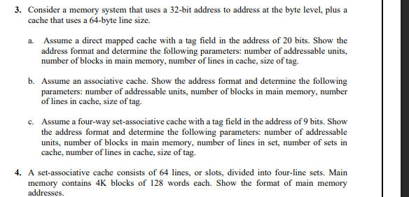 3. Consider a memory system that uses a | StudyX