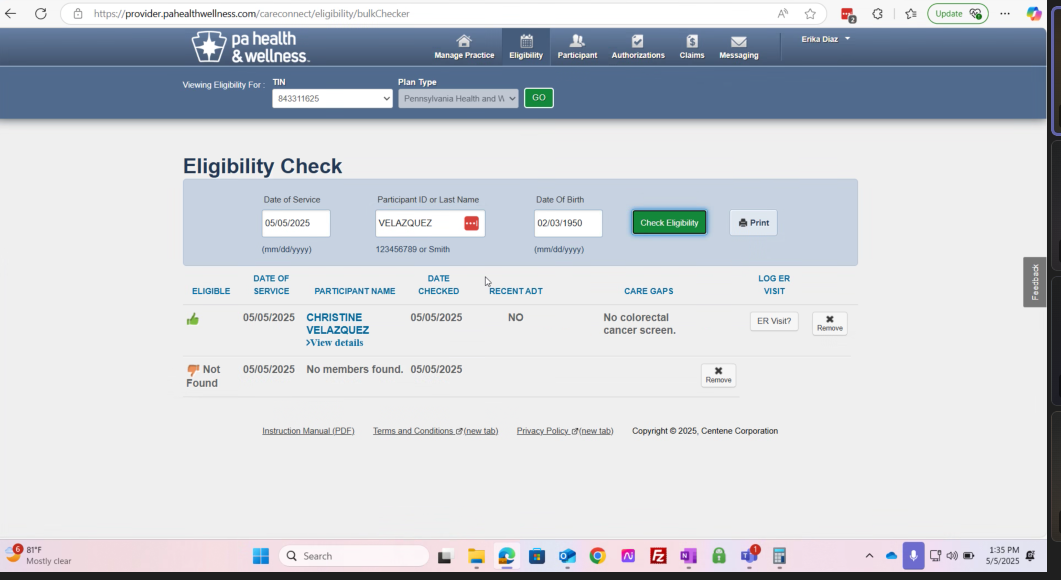 The image shows an eligibility check result. | StudyX