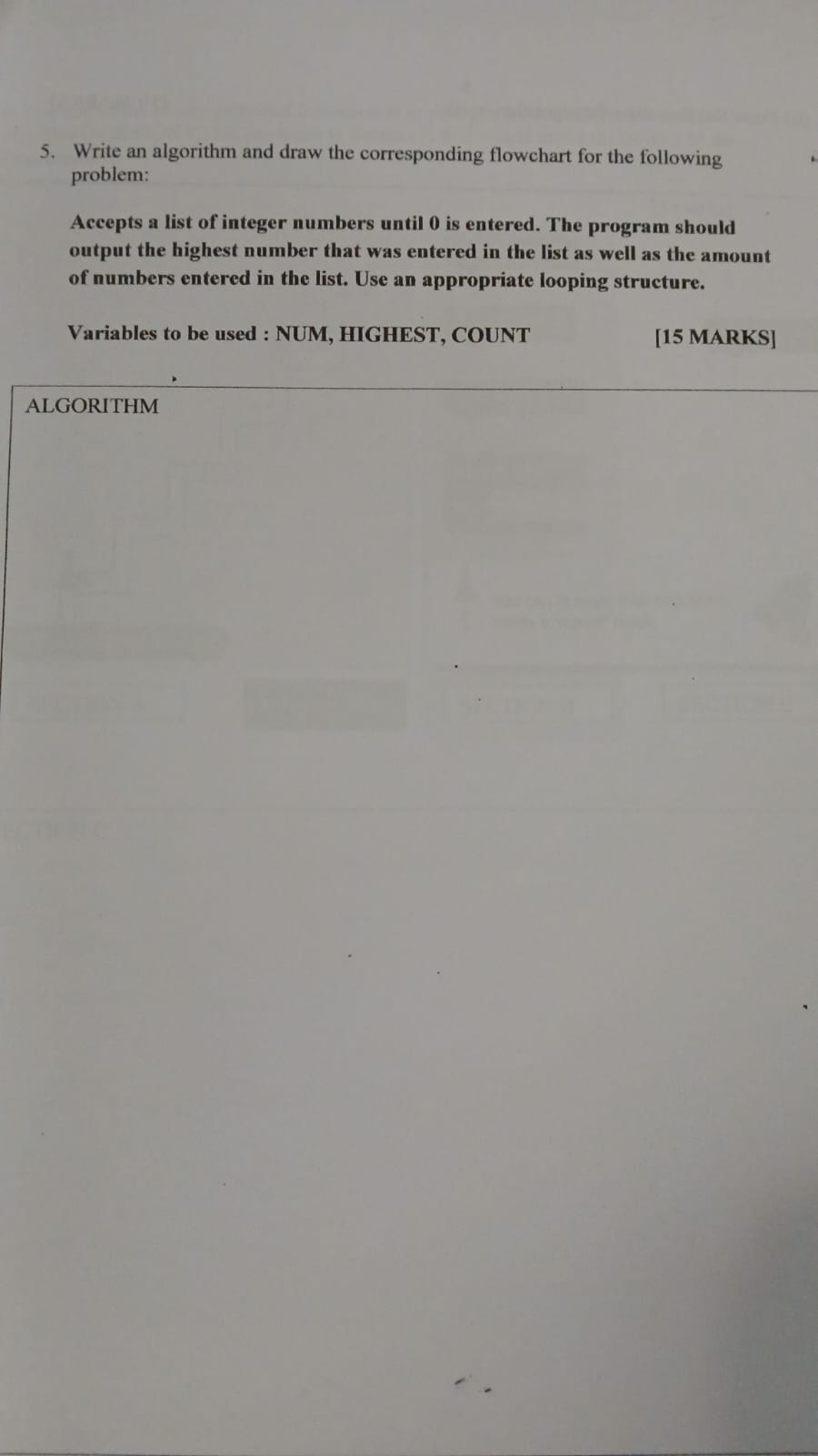 5. Write an algorithm and draw the | StudyX