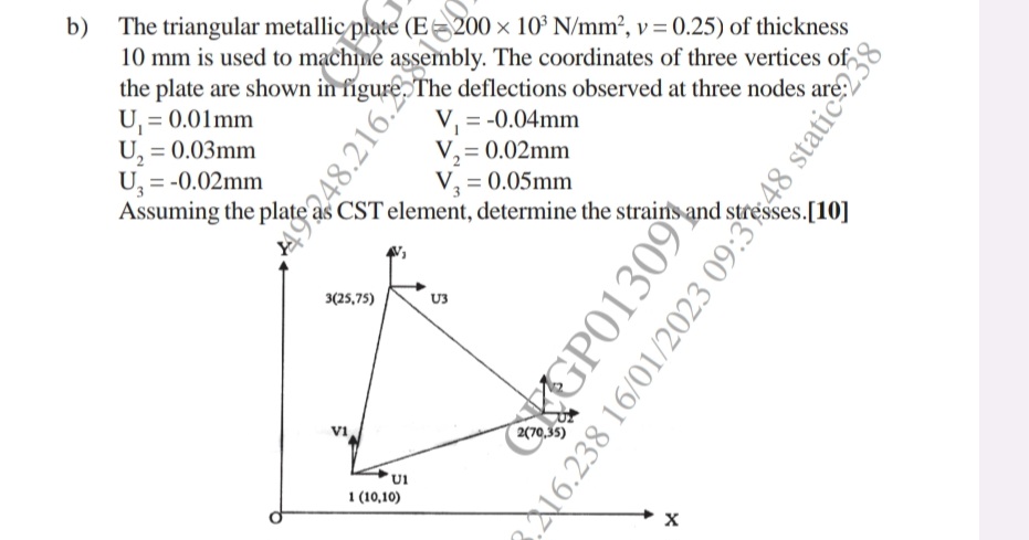 b) The triangular metallic plate (E = 200 × | StudyX