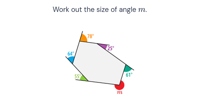 Work out the size of angle m. 64° 55° 78° | StudyX