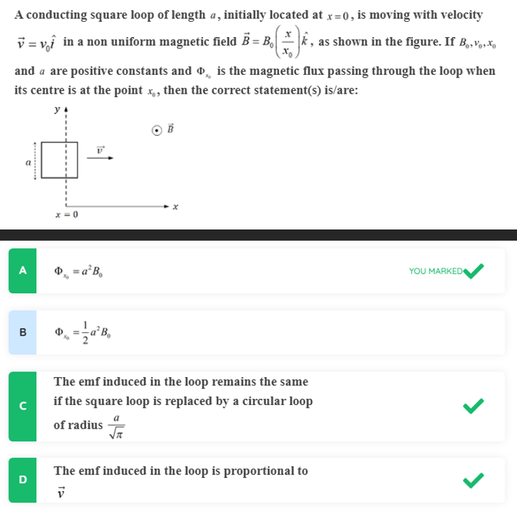 Horizontal Square Simple Loop A conducting square loop of length $a$,