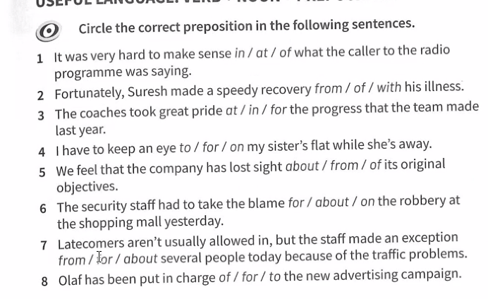 Circle the correct preposition in the | StudyX