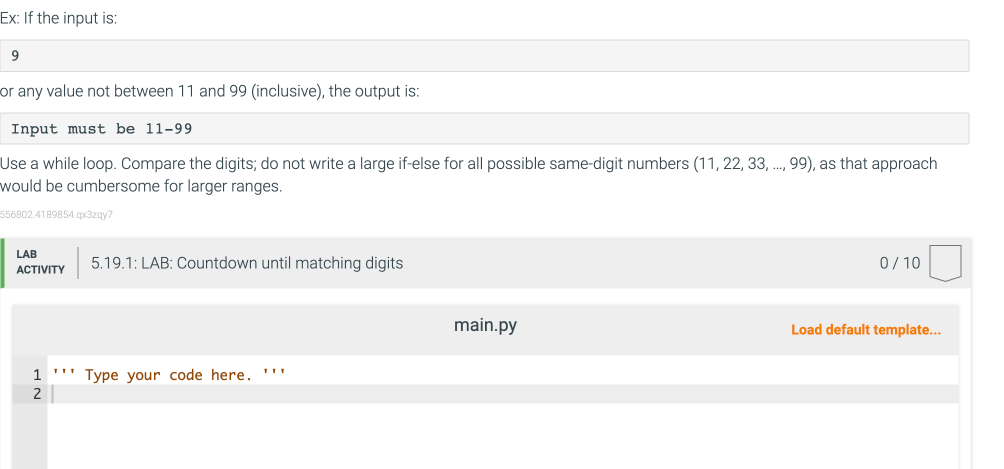 519 LAB Countdown until matching digits
