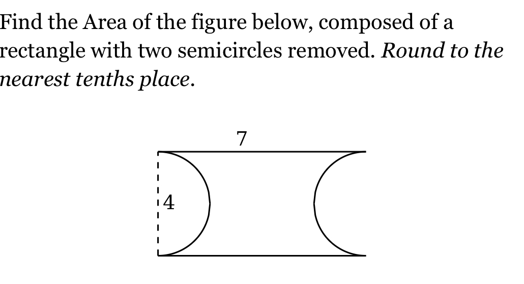 Find the Area of the figure below composed
