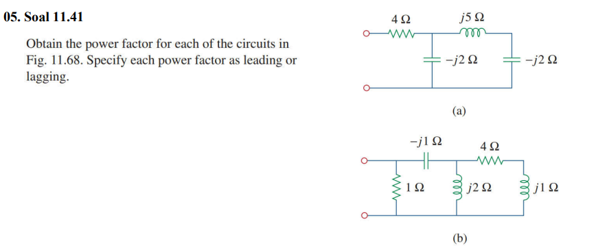 05 Soal 1141 Obtain the power factor for