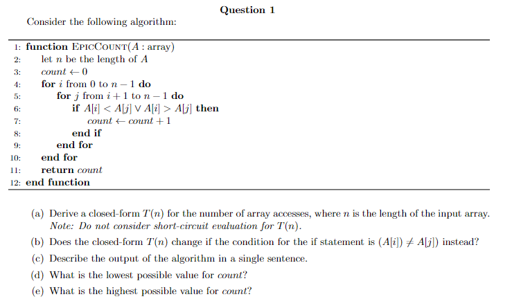 Question 1 Consider the following algorithm | StudyX