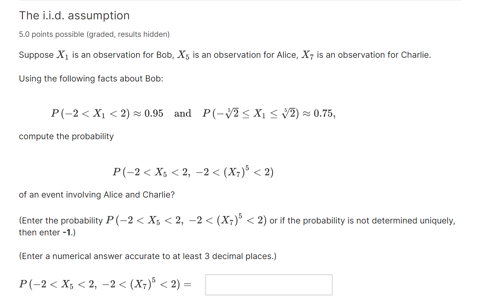The iid assumption 50 points possible | StudyX