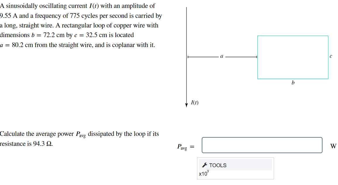 A sinusoidally oscillating current I(t) | StudyX