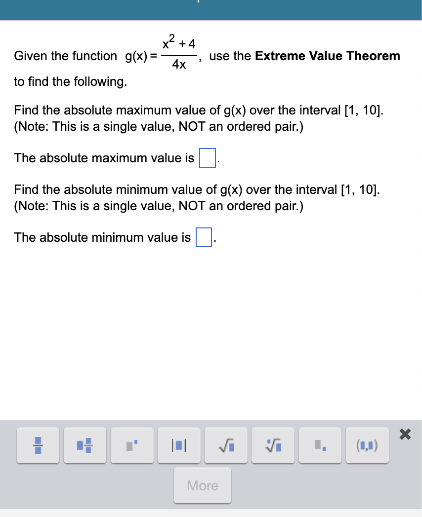 Given the function g(x)= x2+44 x use the | StudyX