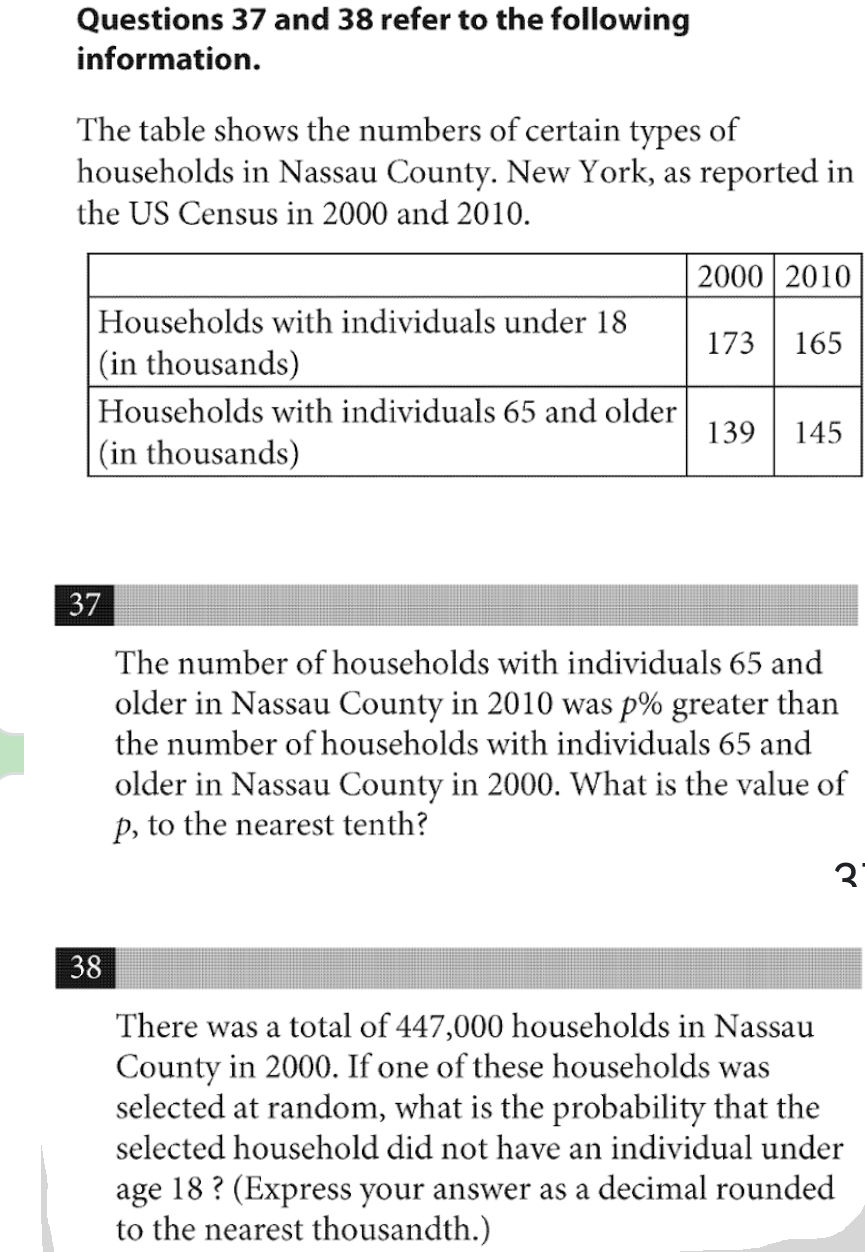Questions 37 and 38 refer to the following