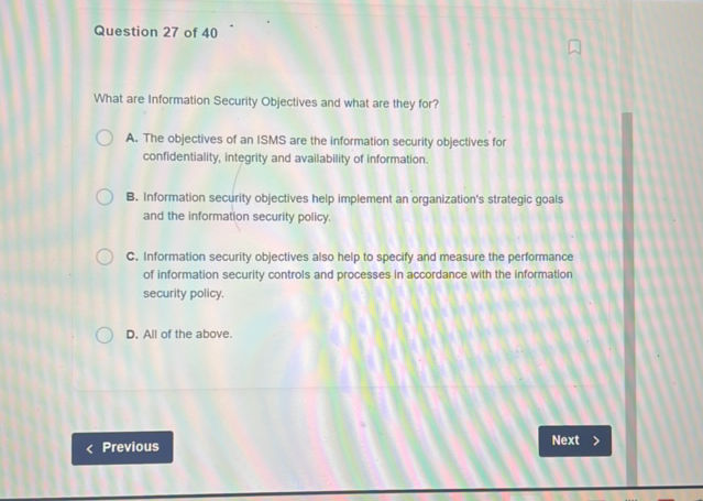 Question 27 of 40 What are Information | StudyX