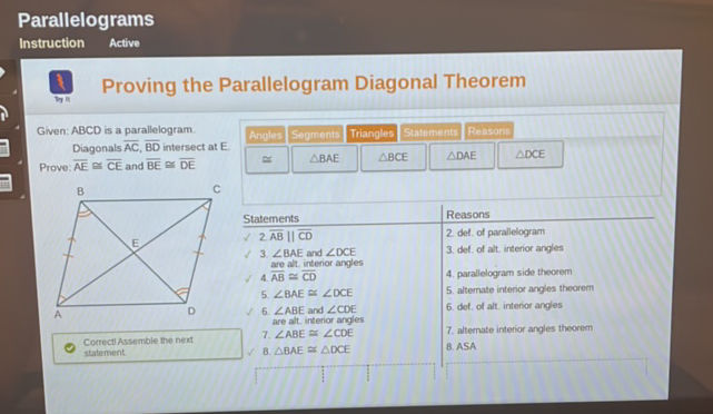 Parallelograms Instruction Active Proving | StudyX