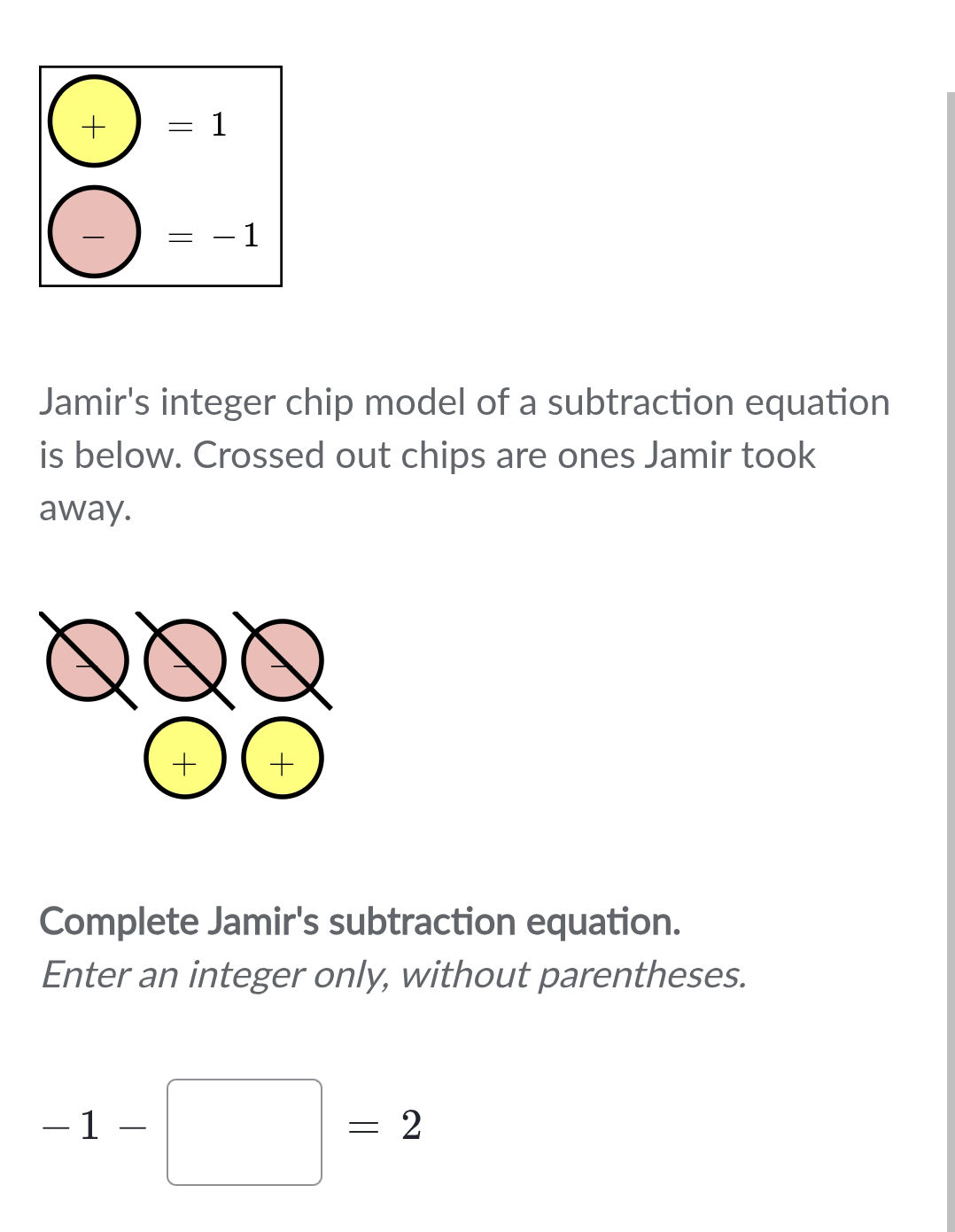 1 - = -1 Jamirs integer chip model of a | StudyX