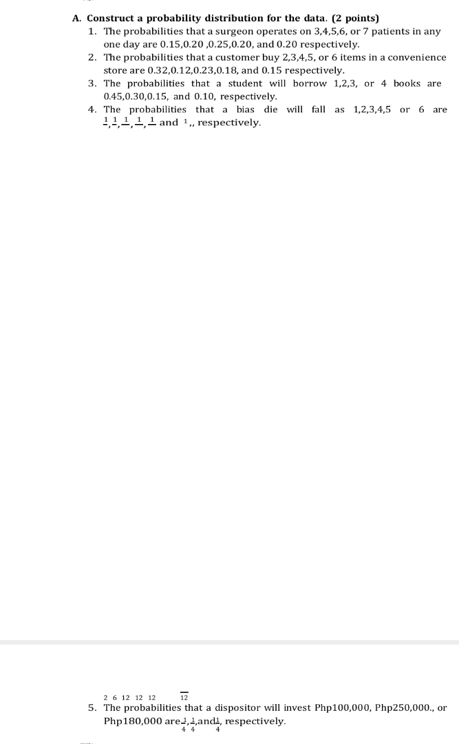 A Construct a probability distribution for | StudyX