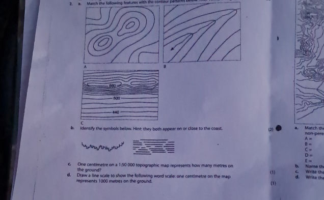 Cwm Contour Pattern 2 Match the following features with the