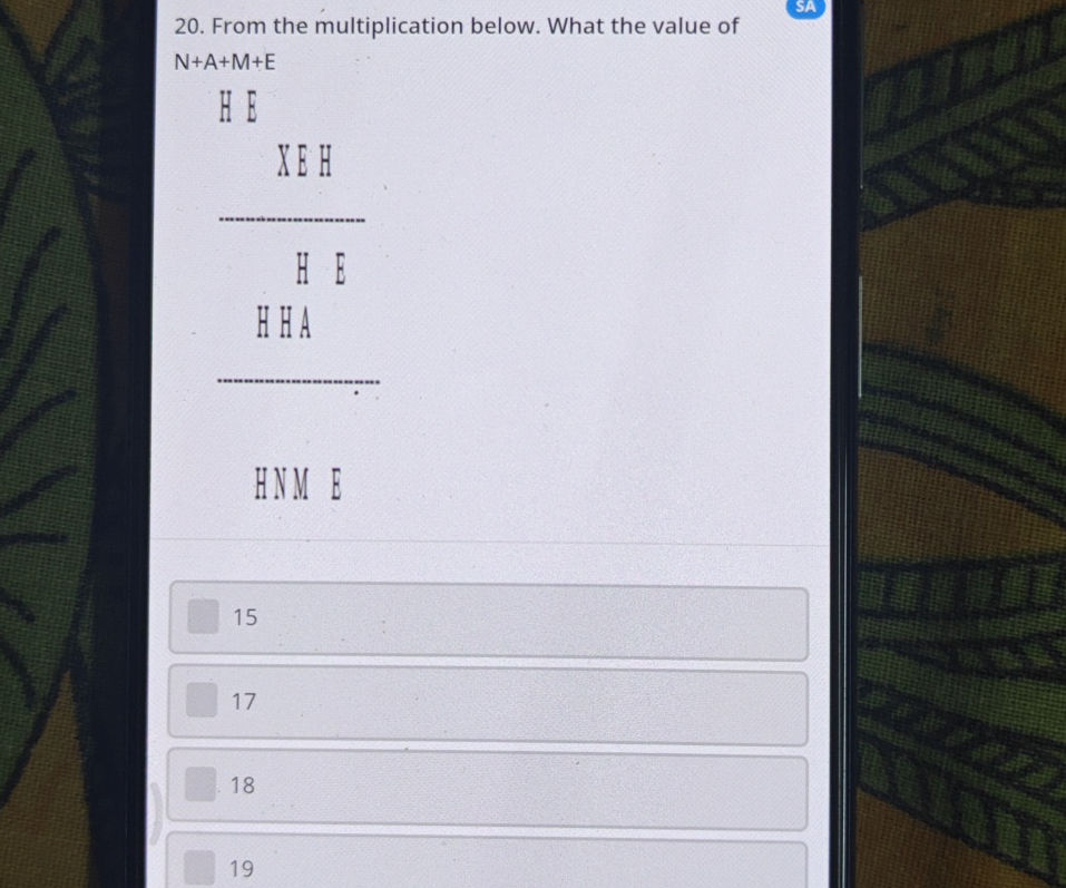 Multiplying Vertical 20 From the multiplication below What the