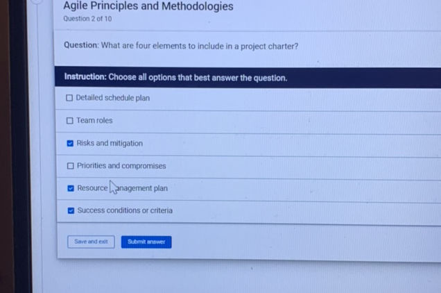 Agile Principles and Methodologies Question