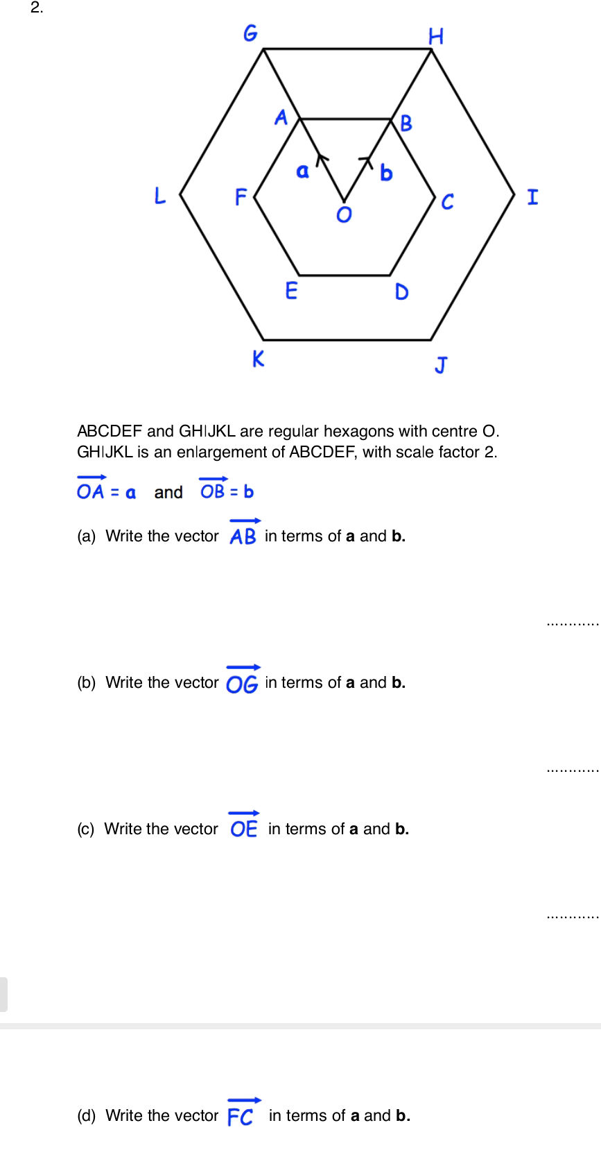 ABCDEF and GHIJKL are regular hexagons with