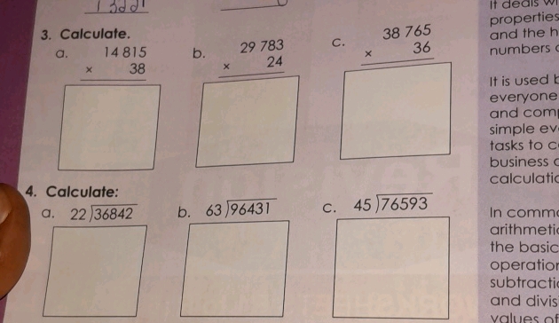 3 Calculate a 14815 38 b 29783 24 c 38765 36