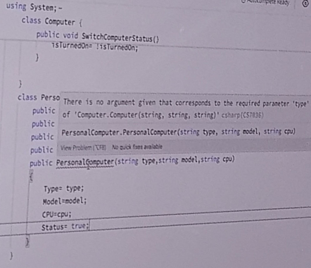 String Cpu using System class Computer public void | StudyX