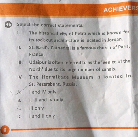 46 Select the correct statements I The | StudyX
