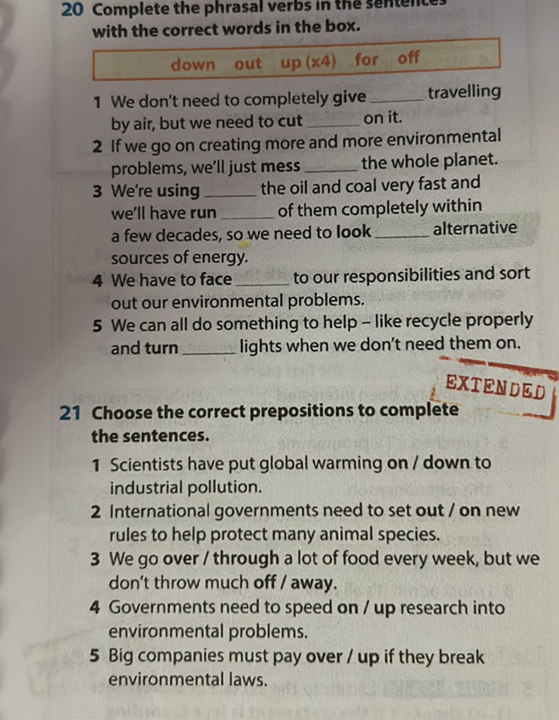 20 Complete the phrasal verbs in the | StudyX
