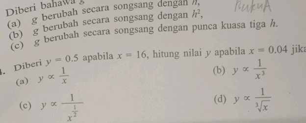 1 Diberi y = 05 apabila x = 16 hitung nilai | StudyX