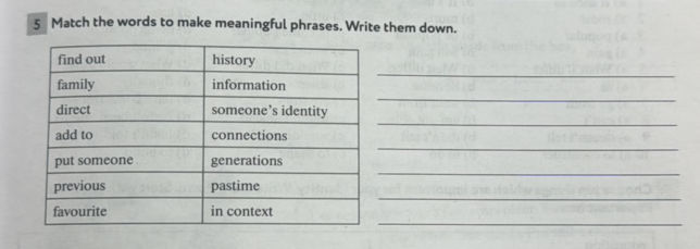 5 Match the words to make meaningful phrases | StudyX