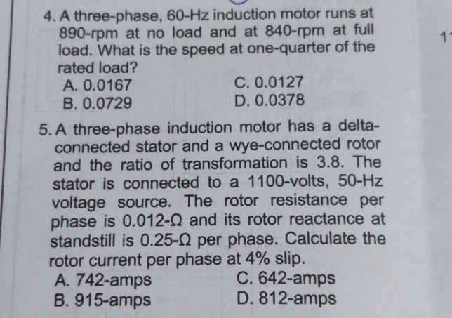 4 A three-phase 60-Hz induction motor runs
