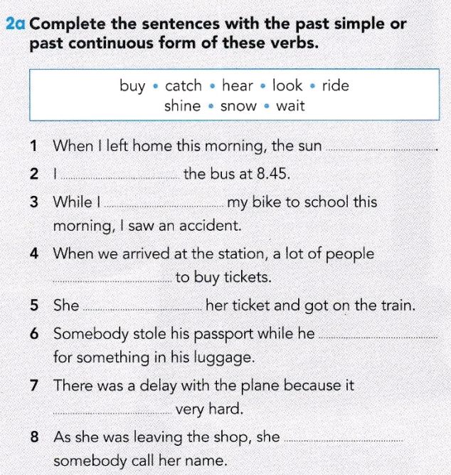 2a Complete the sentences with the past | StudyX