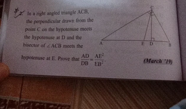 In a right angled triangle ACB the | StudyX