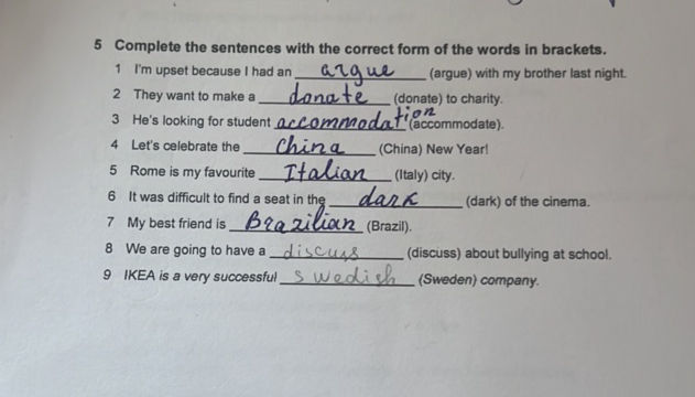 5 Complete the sentences with the correct | StudyX