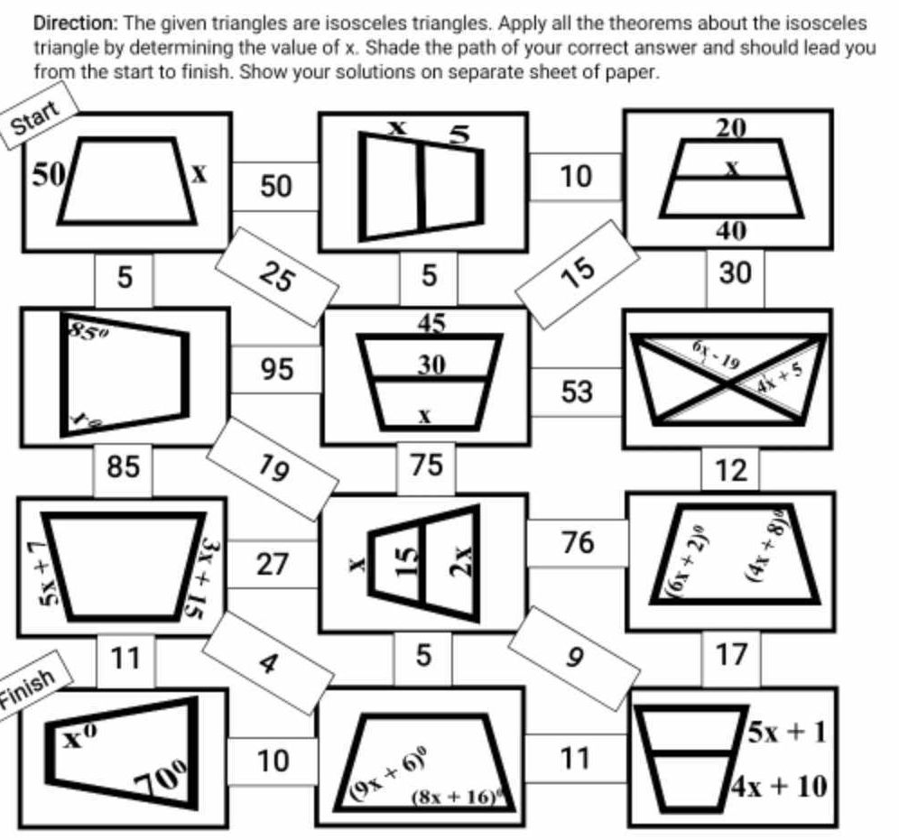 Using Direction Triangles Direction The given triangles are isosceles | StudyX