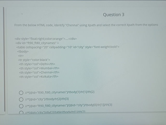 Question 3 From the below HTML code identify | StudyX