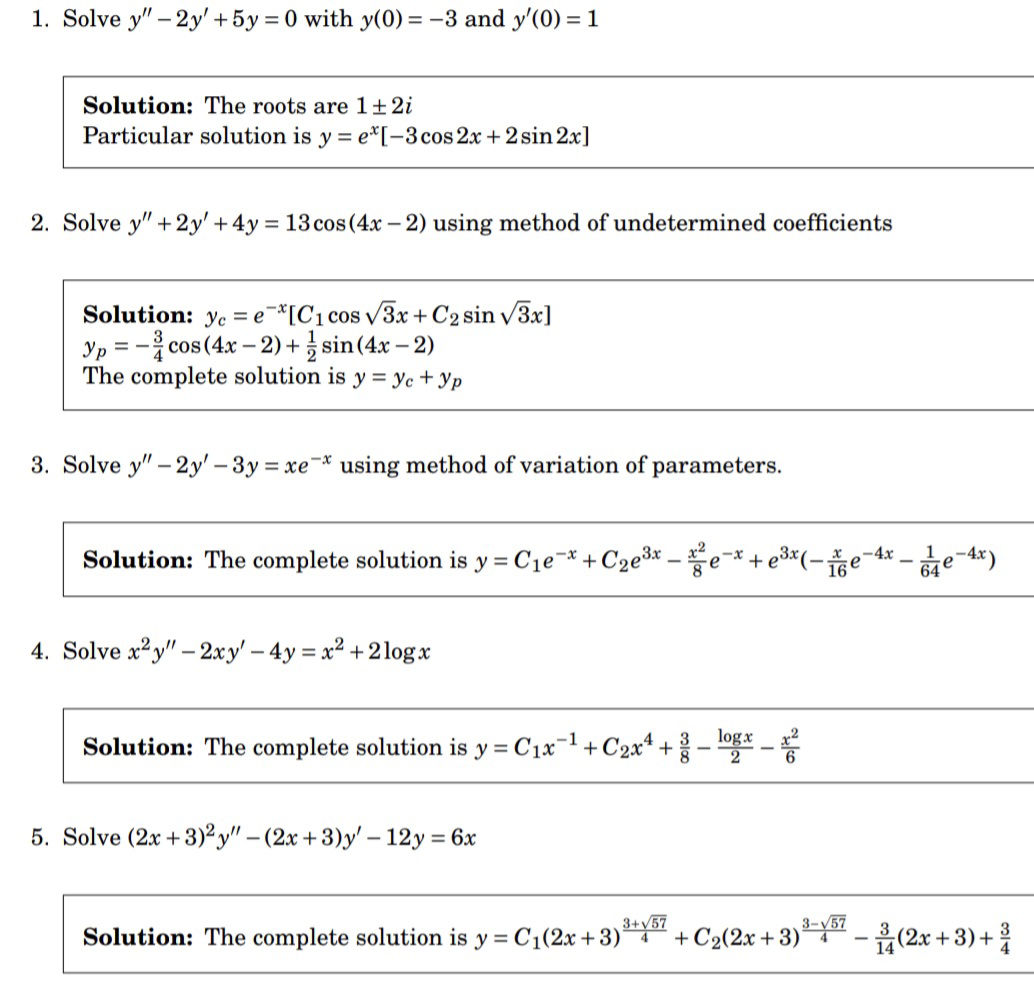 1 Solve y - 2y + 5y = 0 with y(0) = -3 and | StudyX