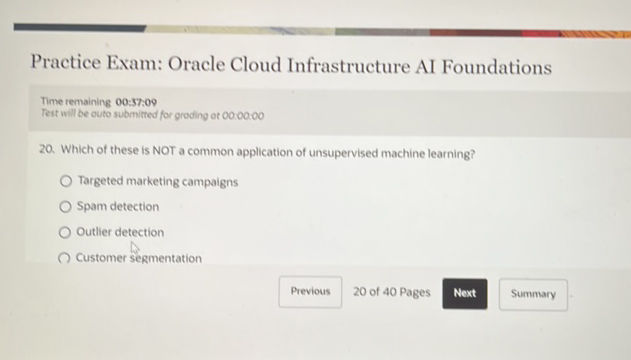 WHICH OF THESE IS NOT A COMMON APPLICATION OF UNSUPERVISED MACHINE LEARNING ANSWER visual data 7